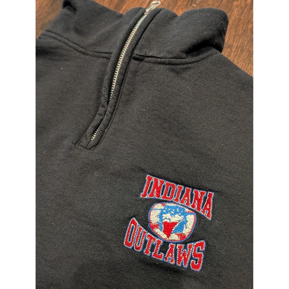 Indiana Outlaws Sweatshirt Mens 2XL Baseball Black‎ 1/4 Zip Pullover Jerzees